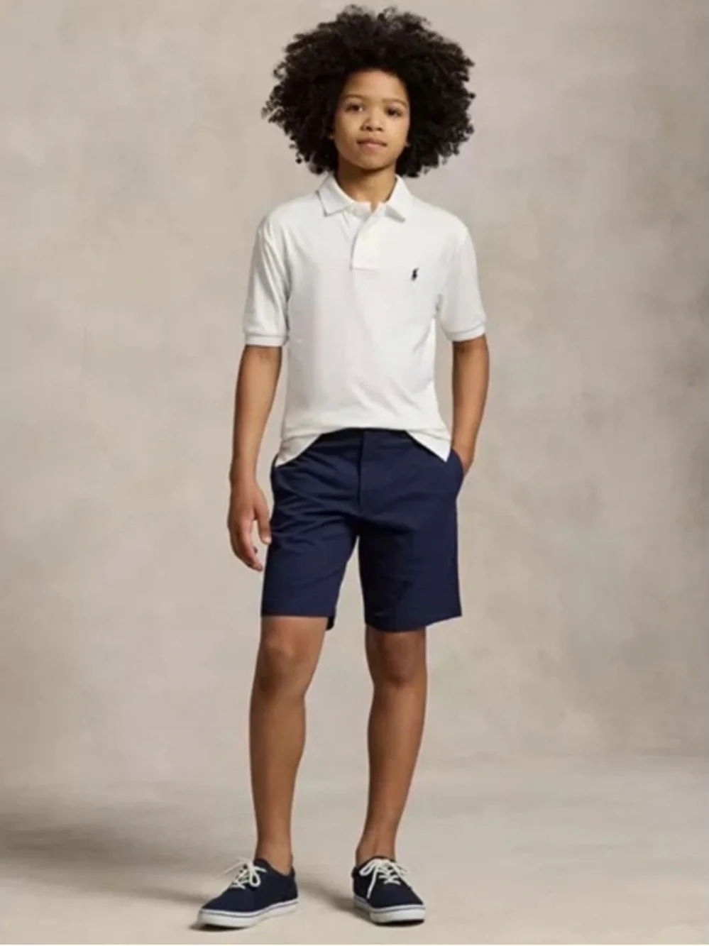 Ralph Lauren White Polo with Navy Shorts Set